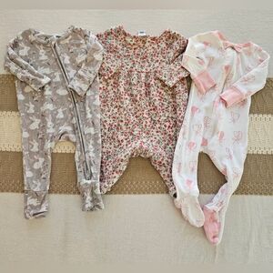 Poshtot Floral, Bunny, Bonnet Print Kids One Piece Sets 0-3M